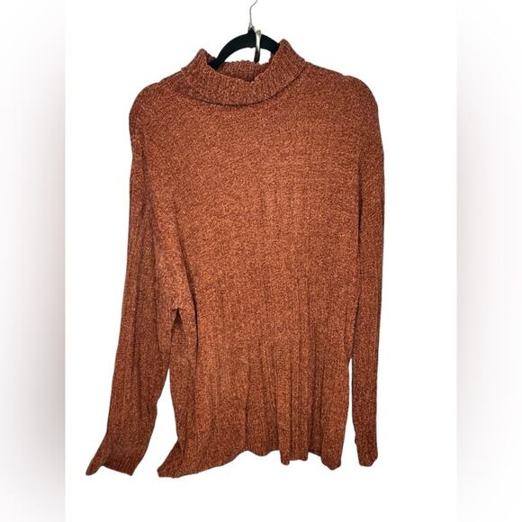 Jay Y. Ka Brown Rust Ribbed Turtleneck Jumper Sweater Size XL Long Sleeve - Picture 1 of 5